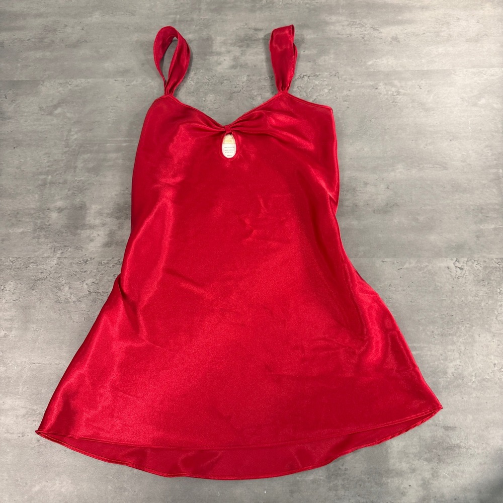 Vintage Inner Most Nightgown Slip Small Red Satin Keyhole Bow Chemise Sleepwear